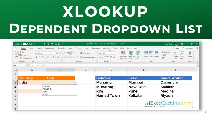 How to make Dependent Dropdown list with XLOOKUP - Excel Exciting